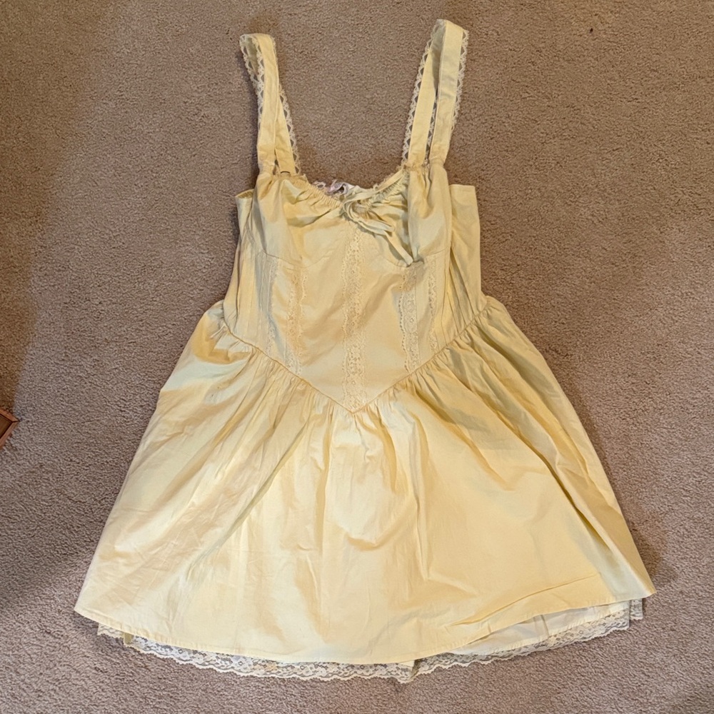 More to Come Yellow Lace Trim Dress